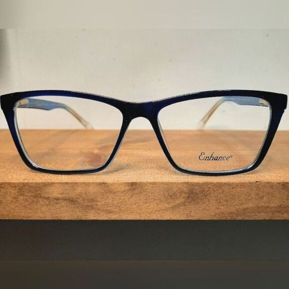 NEW prescription-ready eyeglass frame blue/clear, lightweight glasses, 53-15-140 - Picture 3 of 6
